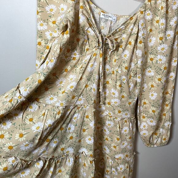 ARIZONA Women’s LG Daisy Print Peasant Style Y2K Baby Doll Dress Boho Cottage - Picture 7 of 8